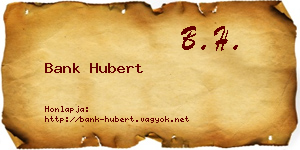 Bank Hubert névjegykártya